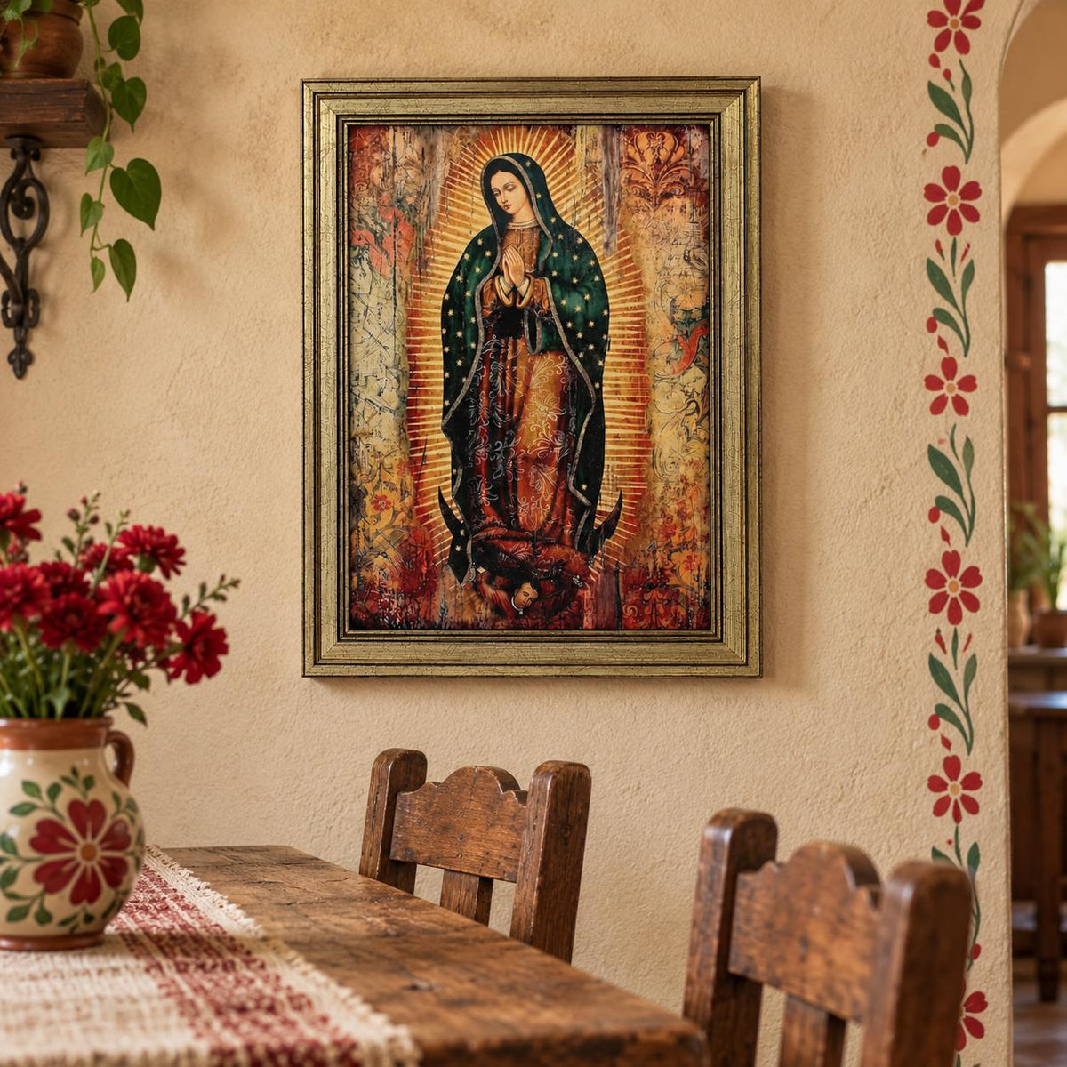 Cuadro de la Virgen de Guadalupe — A021 — Producto en un ambiente del hogar