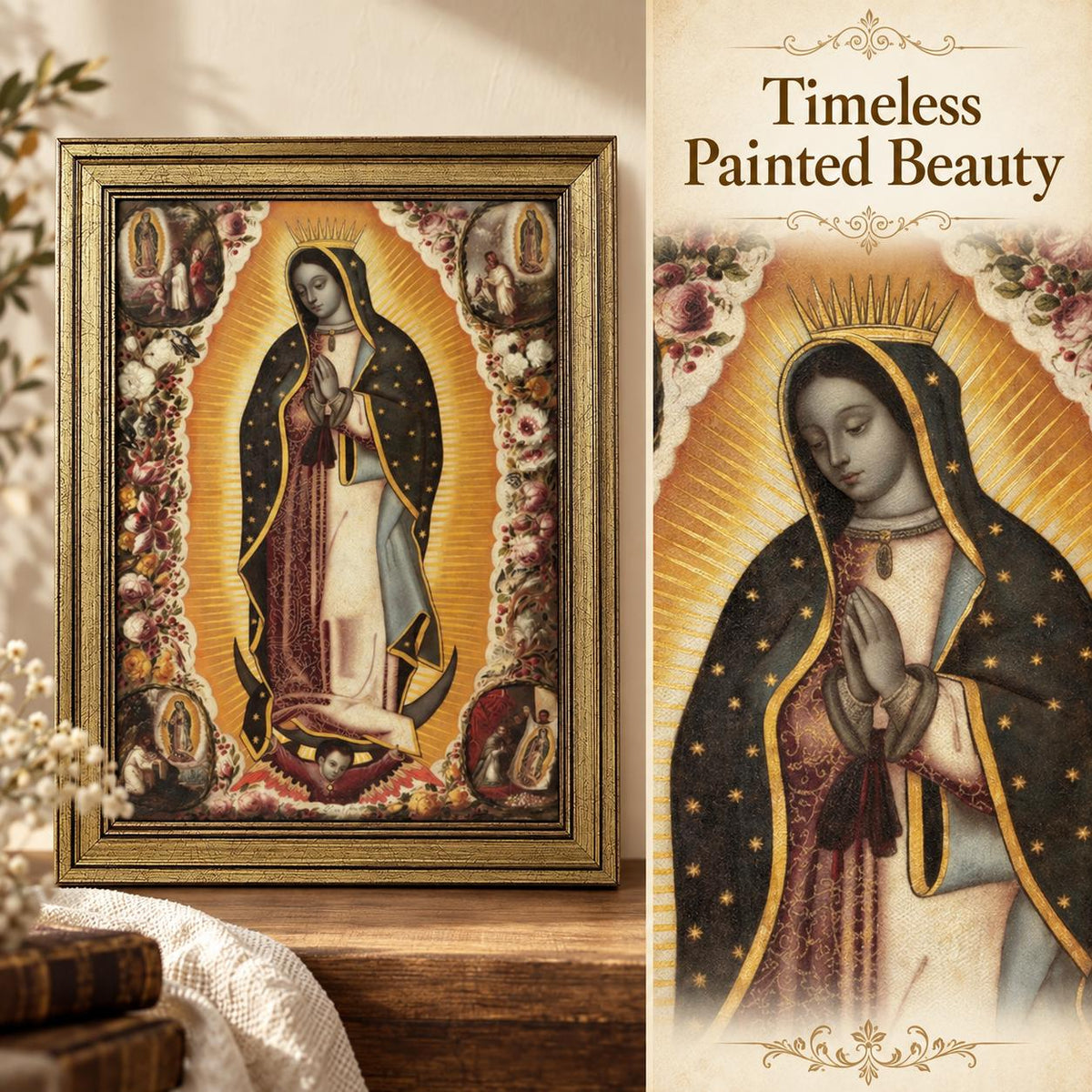 Our Lady of Guadalupe Framed Art — Devotional Scenes — Close-up of the devotional artwork