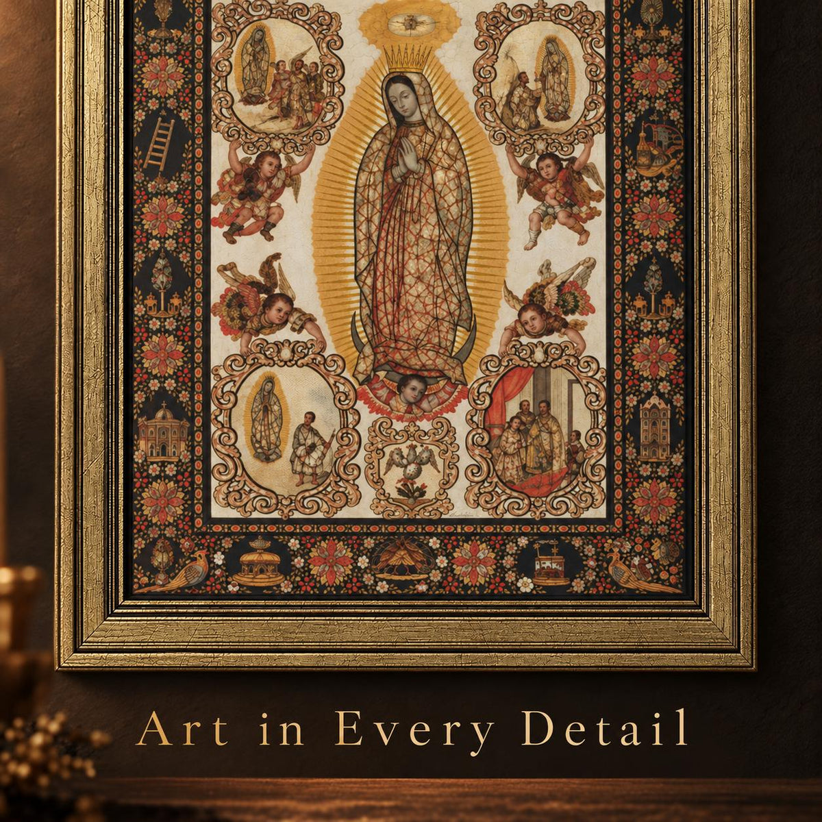 Cuadro de la Virgen de Guadalupe — A022 — Detalle de la imagen devocional