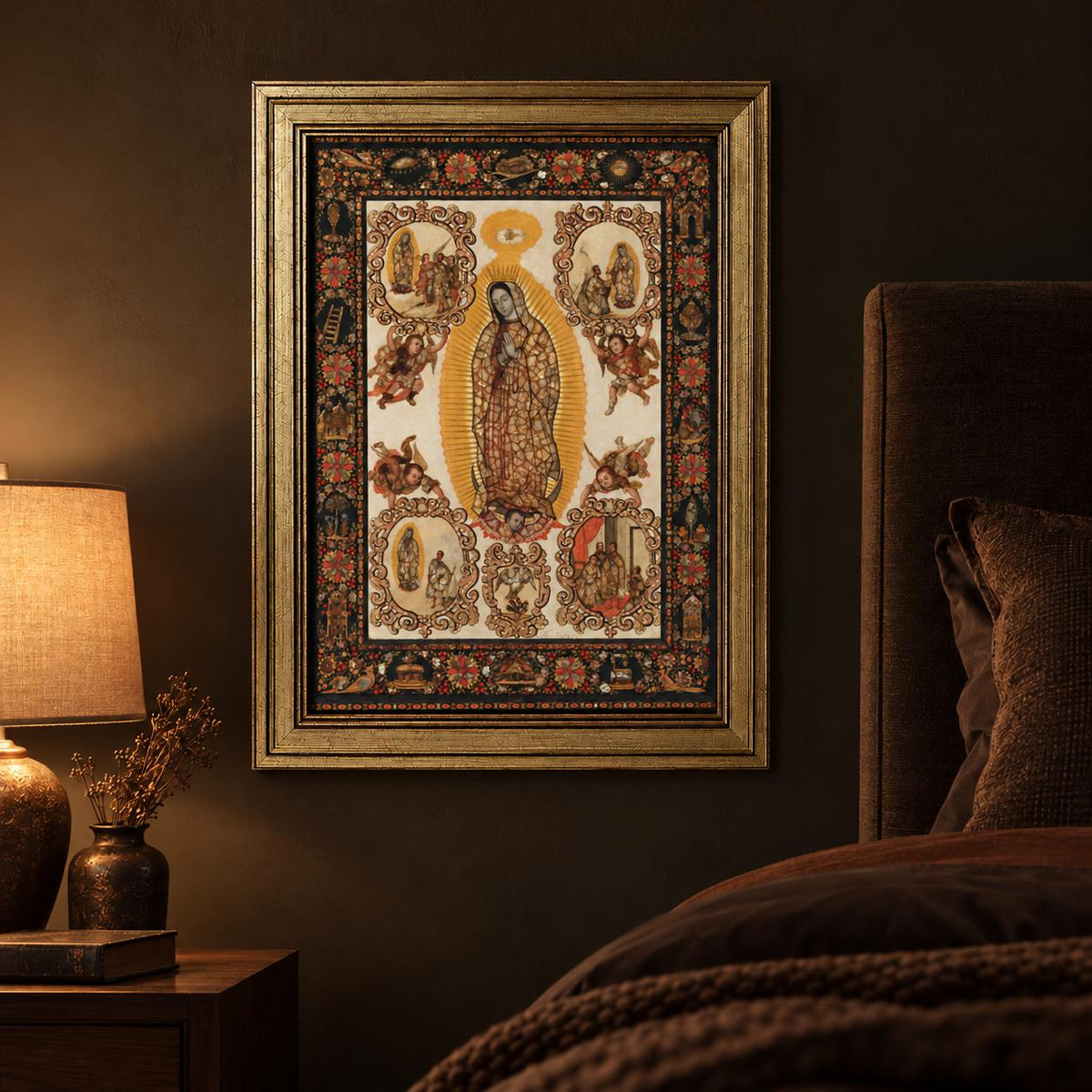 Cuadro de la Virgen de Guadalupe — A022 — Producto junto a una zona de descanso