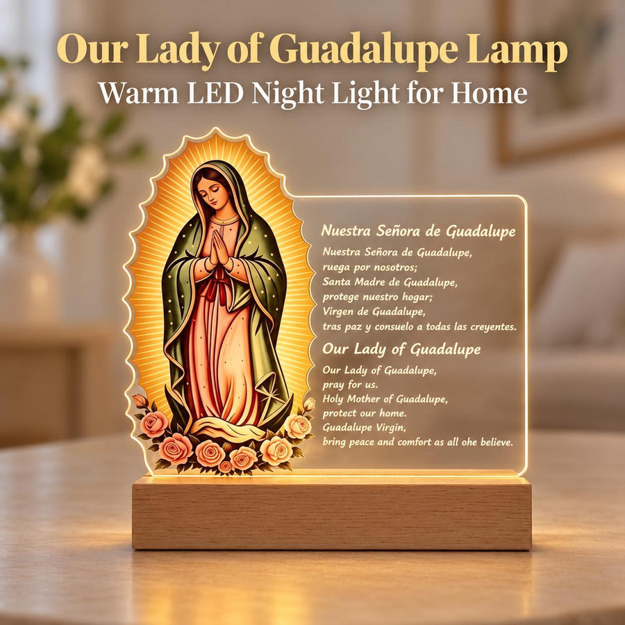 Our Lady of Guadalupe Acrylic Light — Prayer Text — Primary catalog image