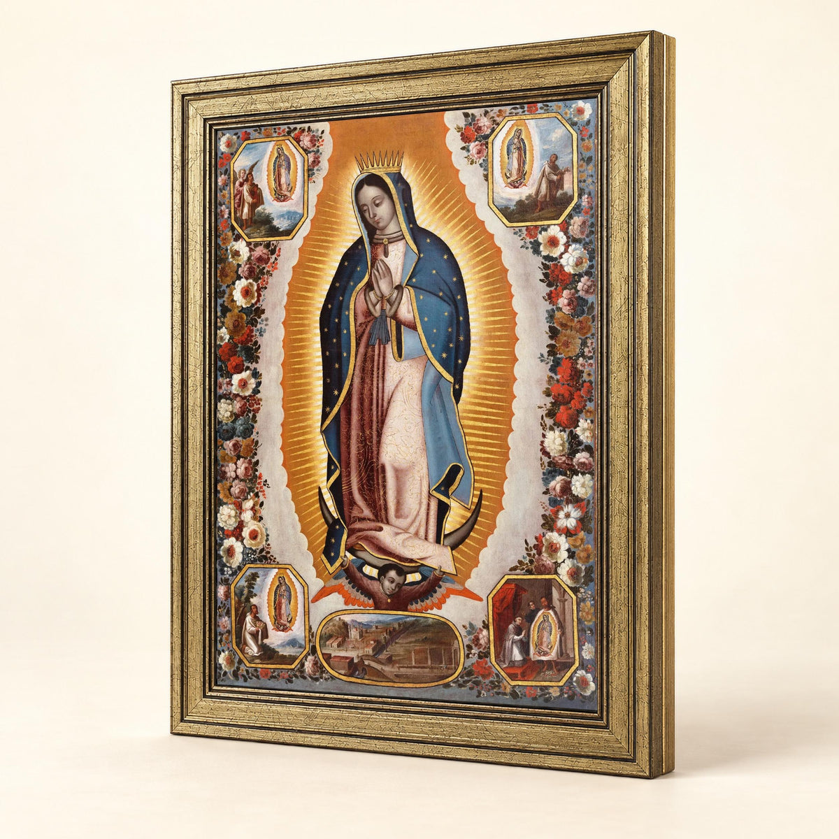 Cuadro de la Virgen de Guadalupe — A025 — Vista del producto en ángulo